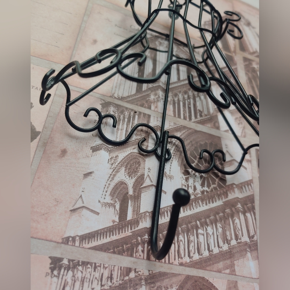 RARE Vintage 90s Fashion Dress Black Metal Hook Hanger Wall Decor Art - Picture 8 of 11